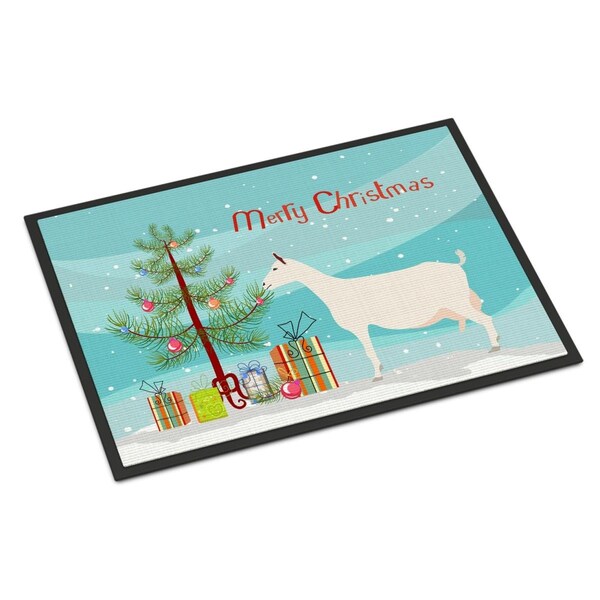 Carolines Treasures Saanen Goat Christmas Indoor or Outdoor Mat, 24 x 36 in. BB9256JMAT - main